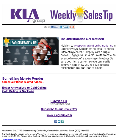KLA Group StrategicView Sales e-Newsletter