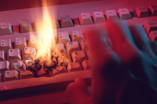 burning keyboard