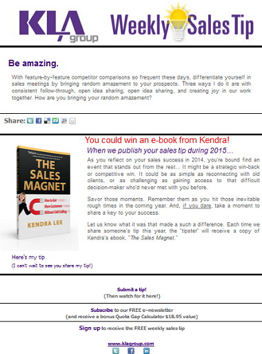 Weekly Sales Tip