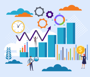 Sales manager reviewing HubSpot dashboards to track sales performance and achieve sales goals faster with KLA Group.