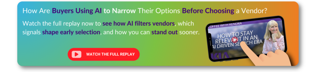 Graphic explaining how answer engine optimization builds long term credibility, visibility, and trust before buyers choose vendors