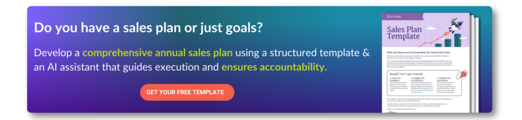 Sales plan template graphic highlighting structured planning, execution clarity, and accountability for revenue goals